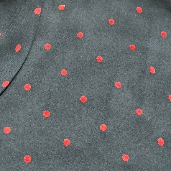 Ann Tylor women’s Navy Blue Red polkadot long sleeve round neck size large. - Picture 4 of 5